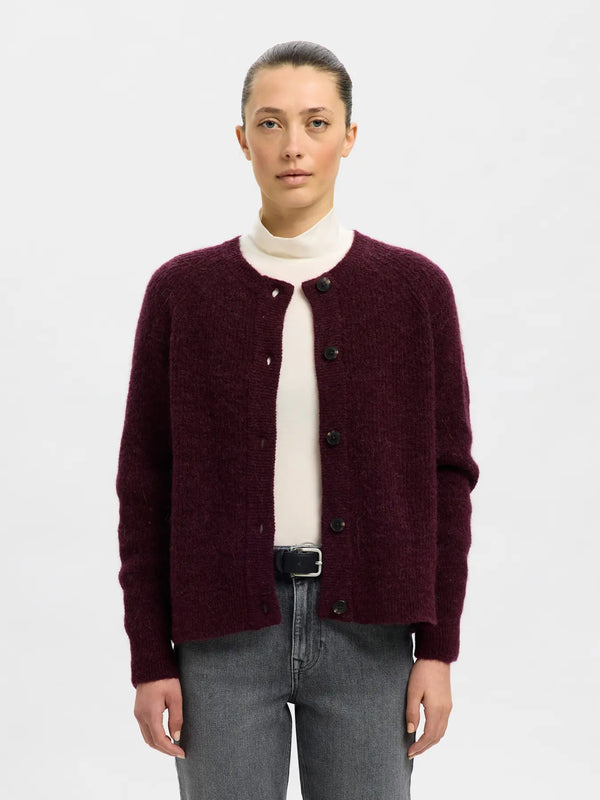 Selected Femme Lulu neuletakki - viininpunainen - neuleet ja neuletakit - yläosat - Naisten vaatteet - IHANA Store - lifestyle