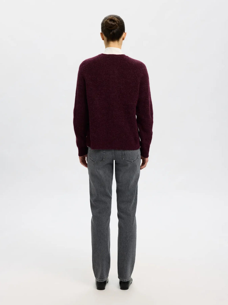 Selected Femme Lulu neuletakki - viininpunainen - neuleet ja neuletakit - yläosat - Naisten vaatteet - IHANA Store - lifestyle