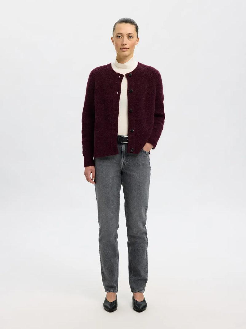 Selected Femme Lulu neuletakki - viininpunainen - neuleet ja neuletakit - yläosat - Naisten vaatteet - IHANA Store - lifestyle