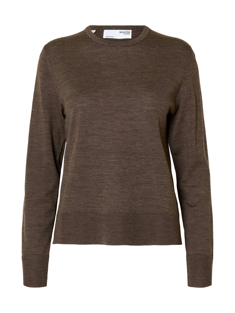Selected Thea merinovillaneule - ruskea - naisten neuleet - merinovillavaatteet - naisten muoti - pukeutuminen - lifestyle - IHANA Store