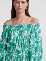 YAS Hawaii mekko - vihreä - naisten vaatteet - kesämekko - offshoulder - IHANA Store - lifestylemyymälä