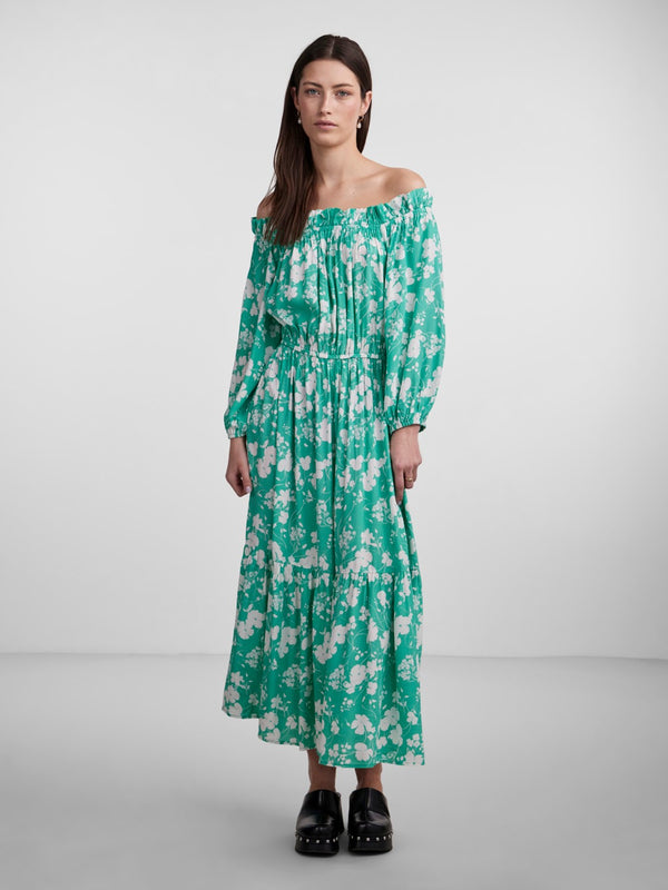 YAS Hawaii mekko - vihreä - naisten vaatteet - kesämekko - offshoulder - IHANA Store - lifestylemyymälä