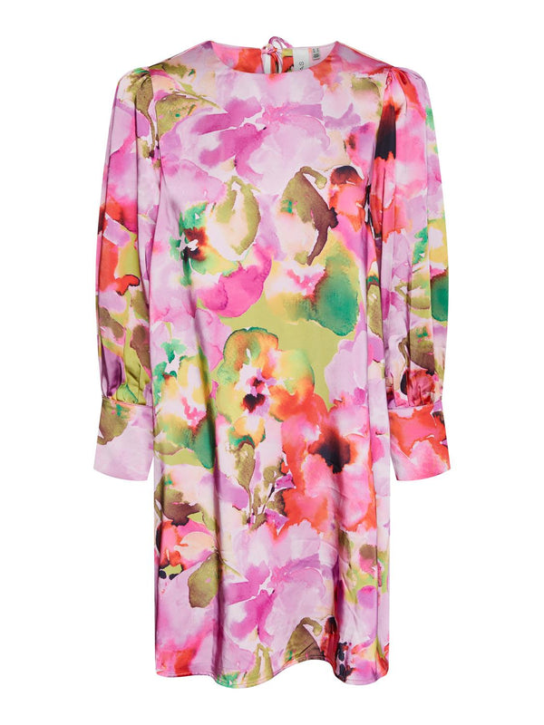 YAS Lingo mekko - kukkakuvioitu - pinkki - tunikamittainen - pitkähihainen - juhlamekko - naisten vaatteet - IHANA Store - lifestylemyymälä - kotimainen verkkokauppa