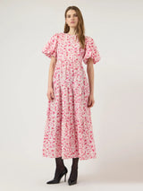 YAS Colea mekko - pinkki kukkakuvioitu -maksimekko - puuvillamekko - muoti - pukeutuminen- naisten vaatteet - IHANA Store - kotimainen verkkokauppa