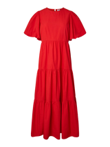 YAS Colea mekko - punainen -maksimekko - puuvillamekko - muoti - pukeutuminen- naisten vaatteet - IHANA Store - kotimainen verkkokauppa