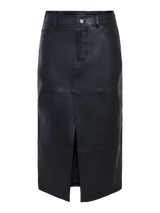 YAS Mina nahkahame - musta - midimittainen nahkahame - naisten muoti - IHANA Store