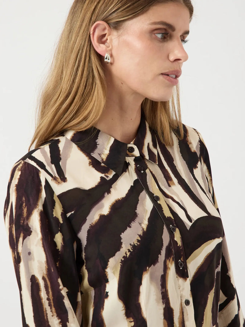YAS Savanna mekko - ruskea kuvioitu - maksimekko - paitamekko - naisten vaatteet - IHANA Store - lifestylemyymälä