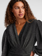 YAS Tikka mekko - glitter - hopea - musta - juhlamekko - naisten vaatteet - IHANA Store - lifestylemyymälä
