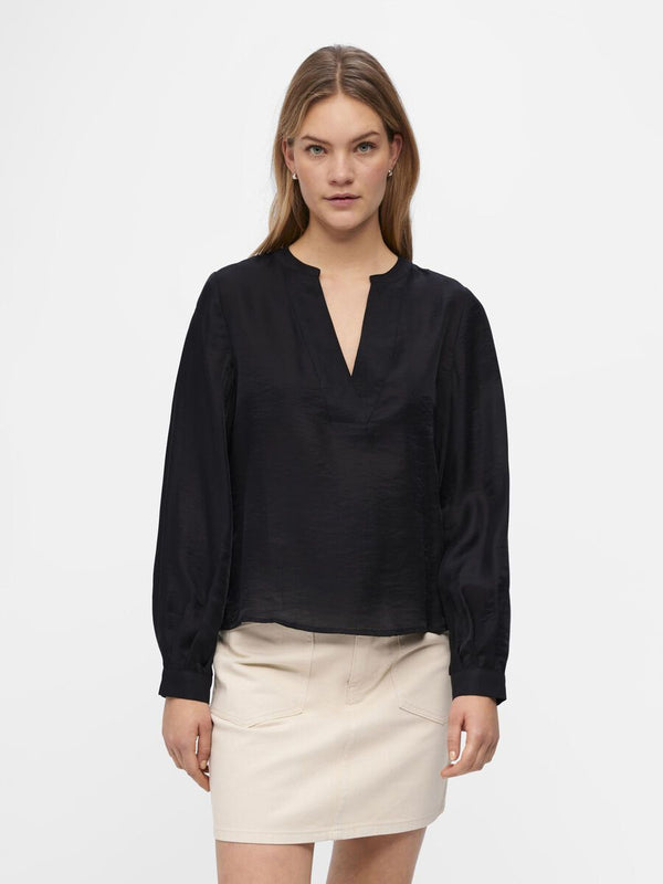 Object Sirfu pusero - musta - pitkähihainen - sifonkipaita - naisten vaatteet - IHANA Store