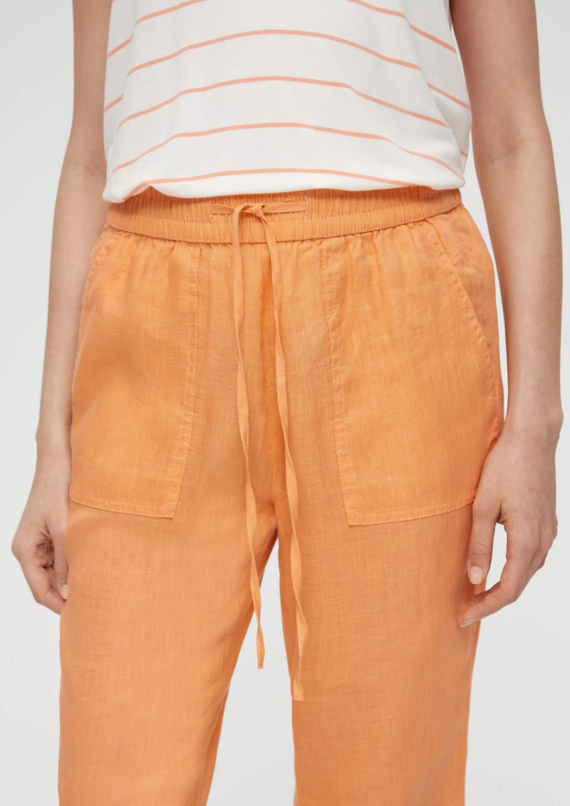 s.Oliver pellavahousut - oranssi - naisten ohuet housut - IHANA Store - naisten vaatteet ja lifestyle