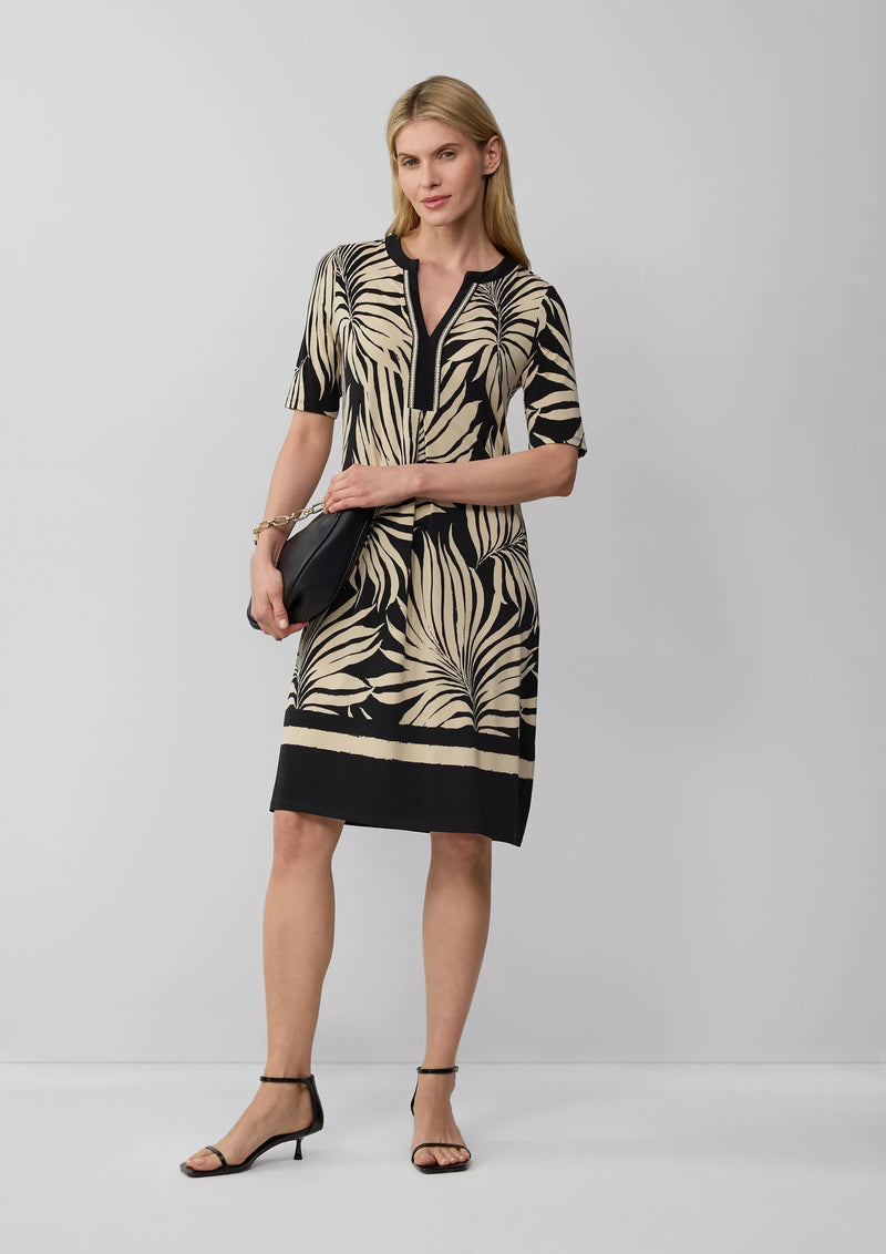 s.Oliver mekko - musta beige kuvioitu - tunikamekot - joustava mekko - naisten muoti - lifestyle - IHANA Store