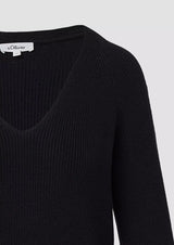 s.Oliver puuvillaneule - musta - naisten neuleet - villaton neule - yläosat - lifestylemyymälä - IHANA Store