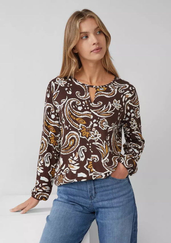 s.Oliver trikoopusero - ruskea kuvioitu - arkipuserot - naisten muoti - lifestyle - IHANA Store