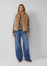 s.Oliver trikoopusero - ruskea kuvioitu - arkipuserot - naisten muoti - lifestyle - IHANA Store