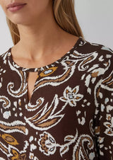 s.Oliver trikoopusero - ruskea kuvioitu - arkipuserot - naisten muoti - lifestyle - IHANA Store