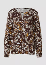 s.Oliver trikoopusero - ruskea kuvioitu - arkipuserot - naisten muoti - lifestyle - IHANA Store