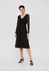 s.Oliver meshmekko - musta-kuvioitu - joustava mekko - ohut mekko - pitkähihainen mekko - muoti - naisten vaatteet - IHANA Store - lifestyle