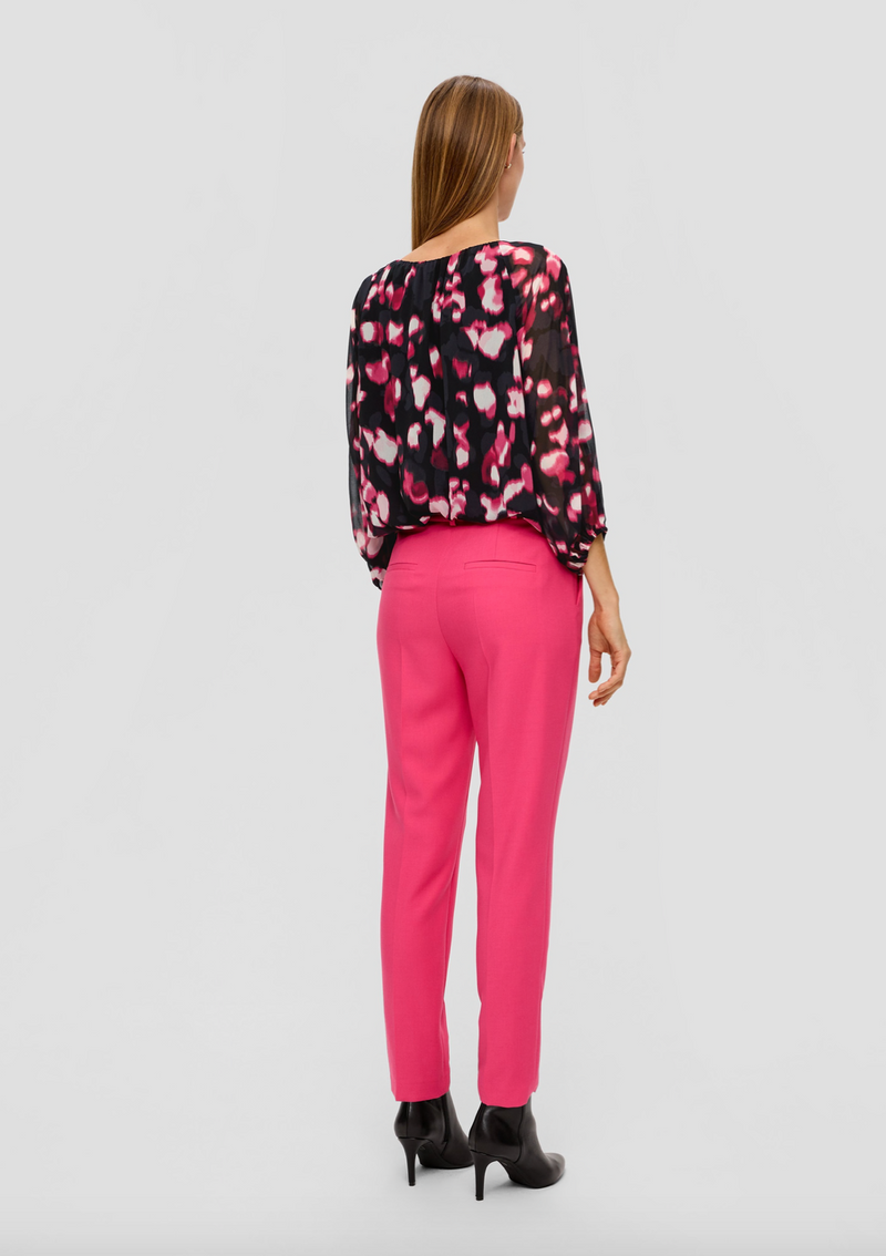s.Oliver pusero - sifonkipusero - kuvioitu - musta - pinkki -valkoinen - naisten vaatteet - IHANA Store - lifestylemyymälä