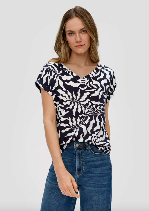 s.Oliver t-paita  - kuvioitu - sininen - viskoosipaita - naisten vaatteet - IHANA Store