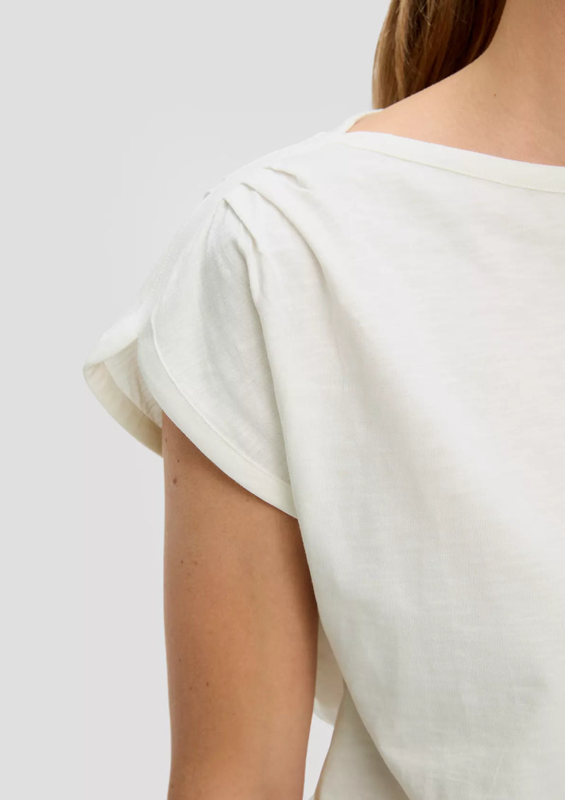 s.oliver t-paita - valkoinen  - venepääntie - lyhythihainen puuvillapaita - yläosa - naisten vaatteet - IHANA Store