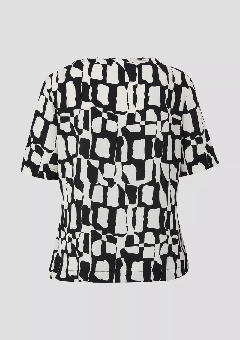 s.Oliver pusero - lyhythihainen - kuvioitu - mustavalkoinen - naisten vaatteet - IHANA Store - lifestylemyymälä - verkkokauppa