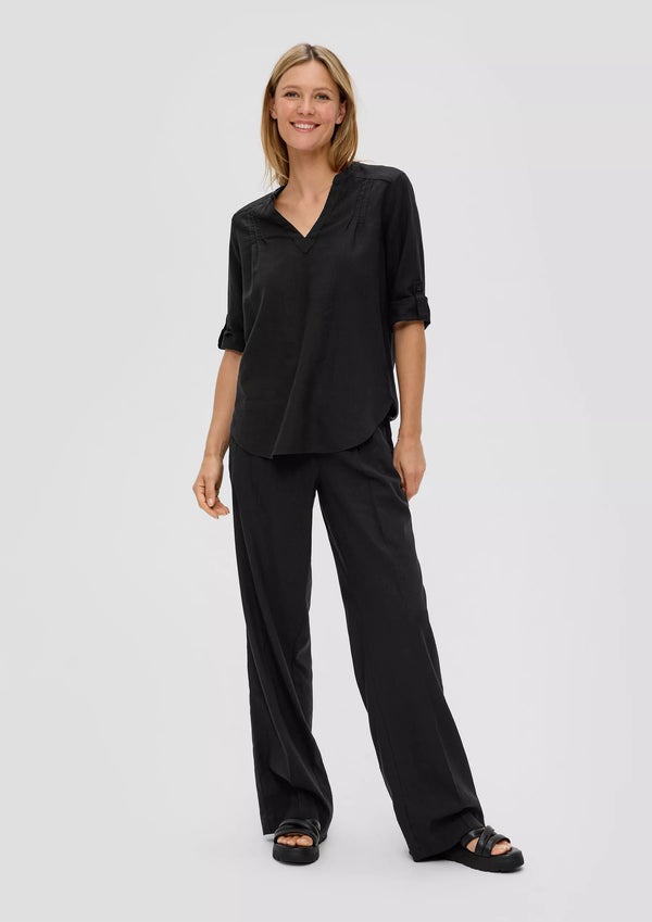s.Oliver pusero - musta - pellavapaita - naisten vaatteet - IHANA Store - lifestylemyymälä