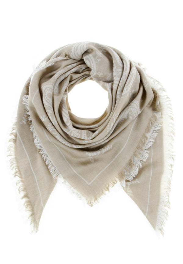 Lasessor Veda huivi - beige kuvioitu - paisley - neliöhuivi - asusteet - muoti - pukeutuminen - lifestyle - IHANA Store