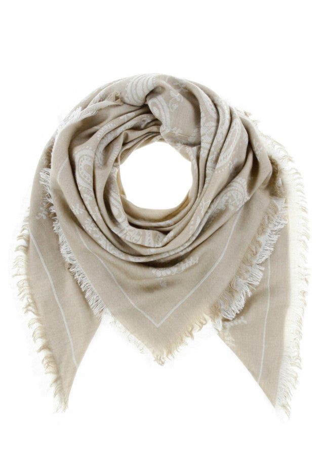 Lasessor Veda huivi - beige kuvioitu - paisley - neliöhuivi - asusteet - muoti - pukeutuminen - lifestyle - IHANA Store