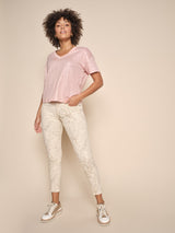 Mos  Mosh Casa t-paita - roosa - lyhythihainen pellavapaita - naisten vaatteet - IHANA store - lifestylemyymälä