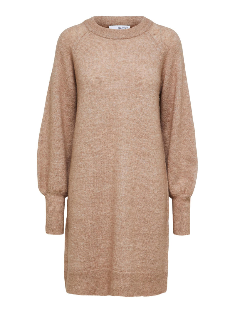 Selected Femme Lulu neulemekko - beige- naisten vaatteet - mekot ja tunikat - IHANA Store