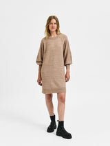 Selected Femme Lulu neulemekko - beige- naisten vaatteet - mekot ja tunikat - IHANA Store