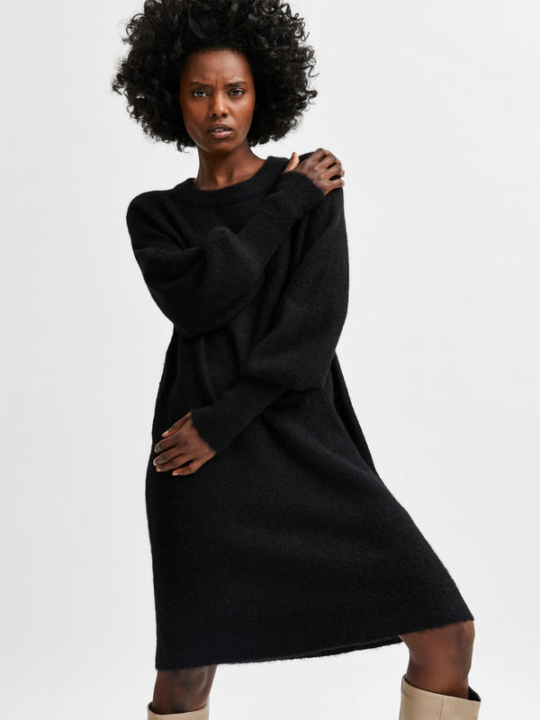 Selected Femme Lulu neulemekko - musta - naisten vaatteet - mekot ja tunikat