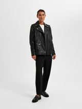 Selected Femme Madison nahkatakki  - musta - jakut ja takit - ohut takki 