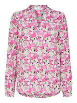 Selected Femme Mivi pusero - kukkakuvioitu - pinkki - vihreä - pitkähihainen pusero - naisten yläosa - sisävaate
