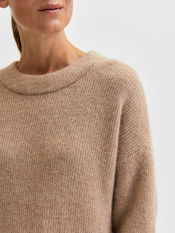 Selected Femme Sif Khloe neulemekko - beige - naisten vaatteet - lämmin mekko