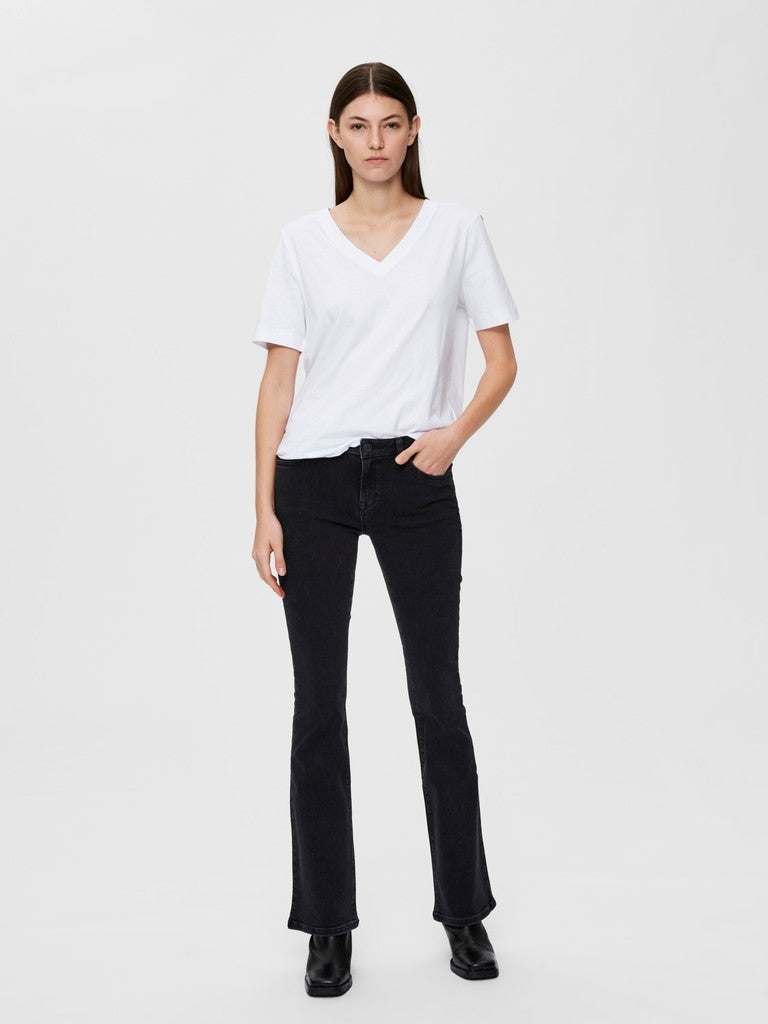 selected femme v-aukkoinen t- paita - valkoinen - lyhythihainen pusero