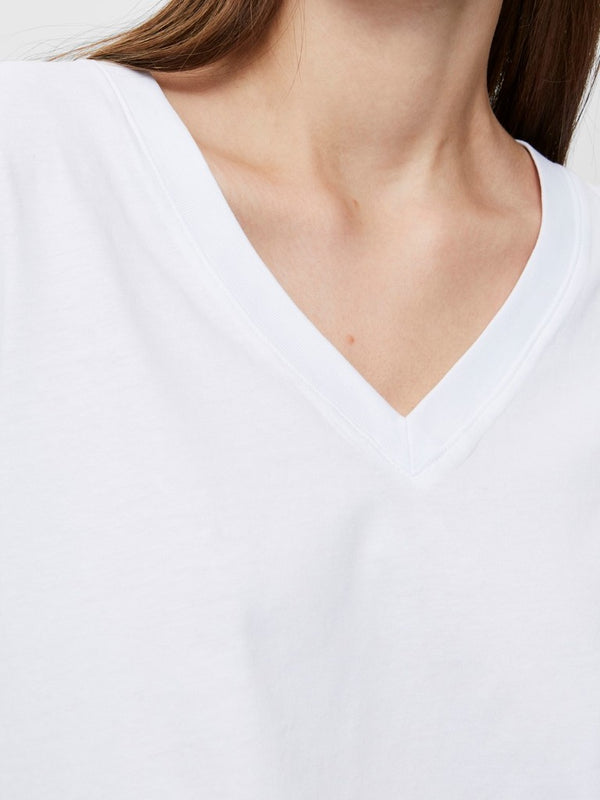 selected femme v-aukkoinen t- paita - valkoinen - lyhythihainen pusero