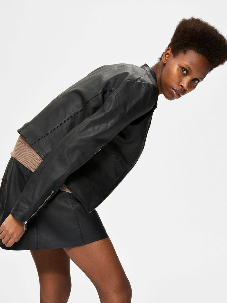 Selected Femme Fibi nahkatakki - musta - takit ja jakut - Naisten vaatteet - IHANA Store - lifestylemyymälä