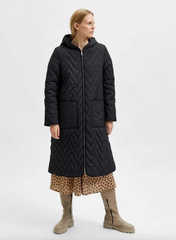 Selected Femme Nora tikkitakki - musta - hupullinen takki - kevättakki - vaatteet - IHANA Store - lifestyle