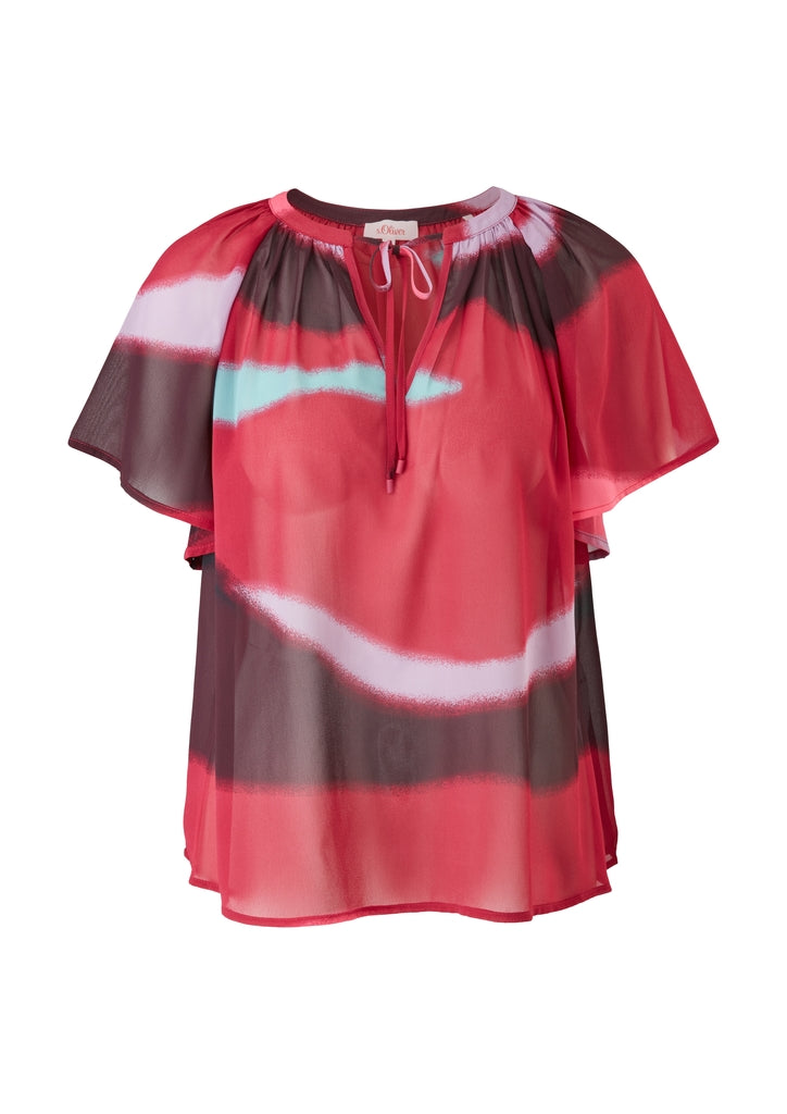 s.Oliver pusero - punainen - kuvioitu - perhoshihat - naisten paidat ja puserot 